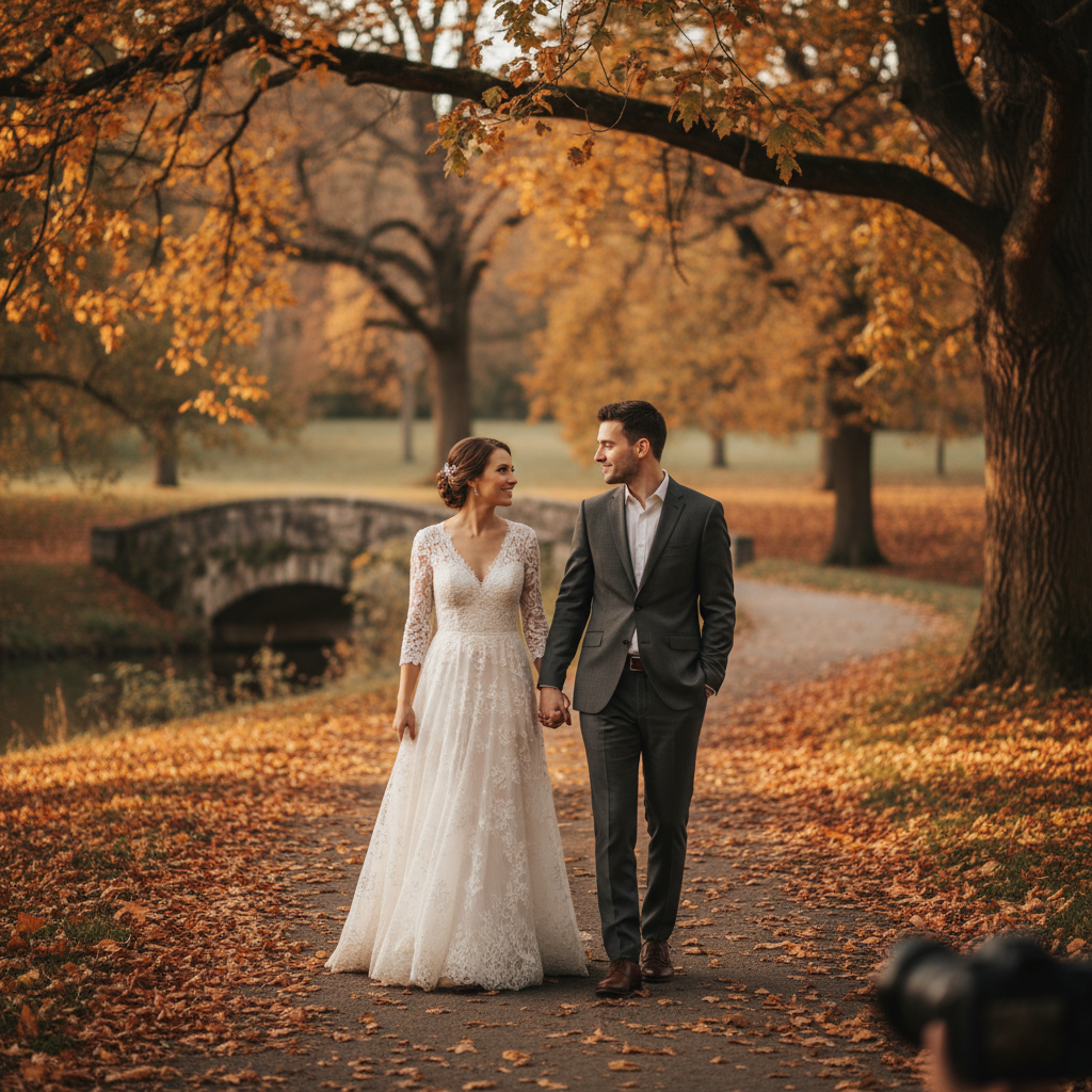 Couple in autumn park